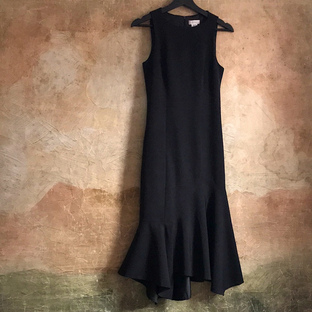 JAYGODFREY Black Midi Dress with Flounce Hem